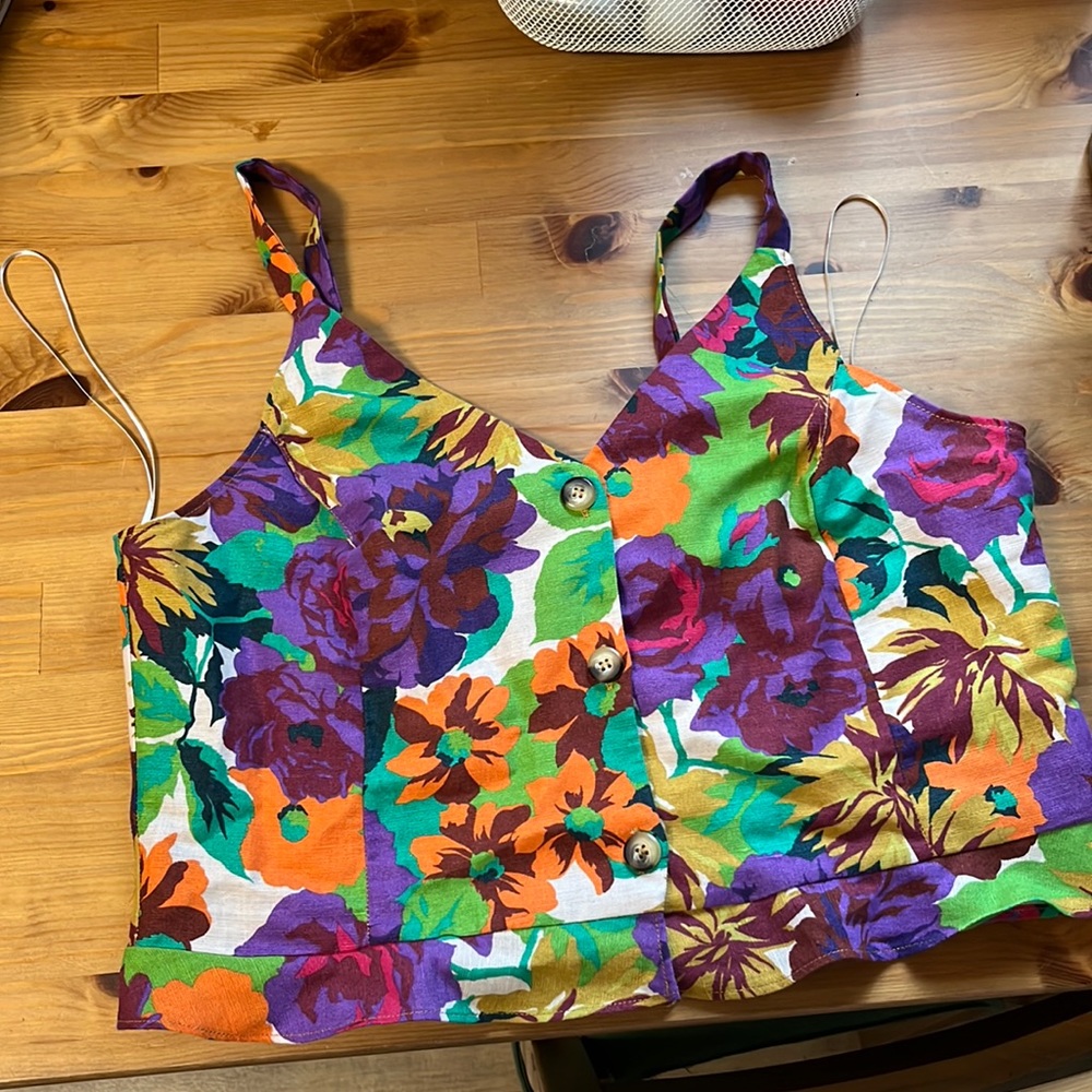 Zara Button up Floral Tank
